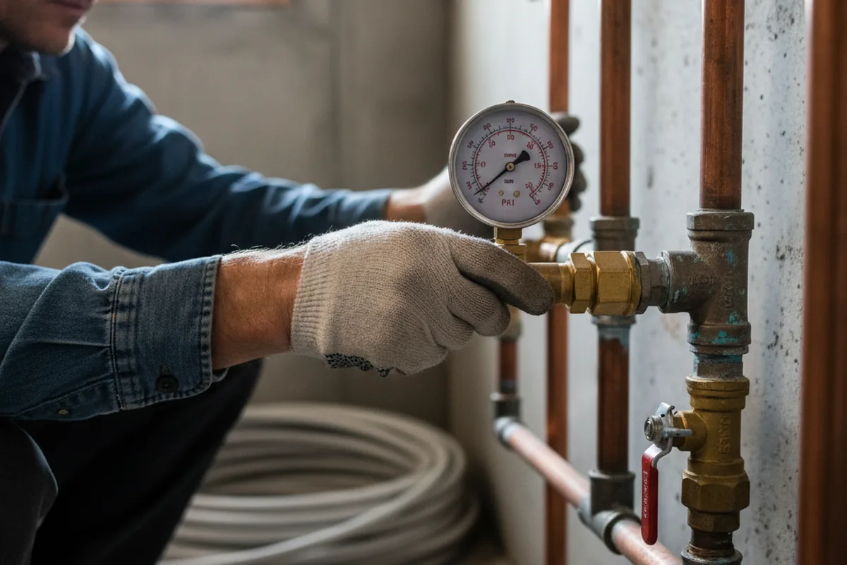 Pressure testing a repaired line during Water Line Repair in Tannersville